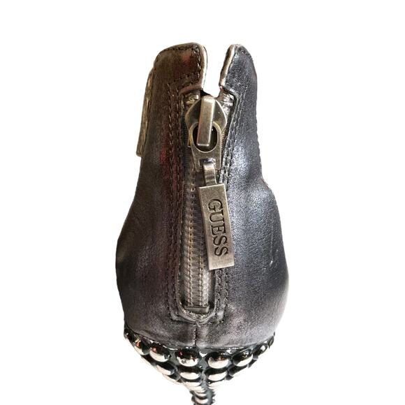 GUESS Stiletto Pumps 6.5M Pewter Black Carole Punk Rock Studded High Heels Y2K - Picture 5 of 14